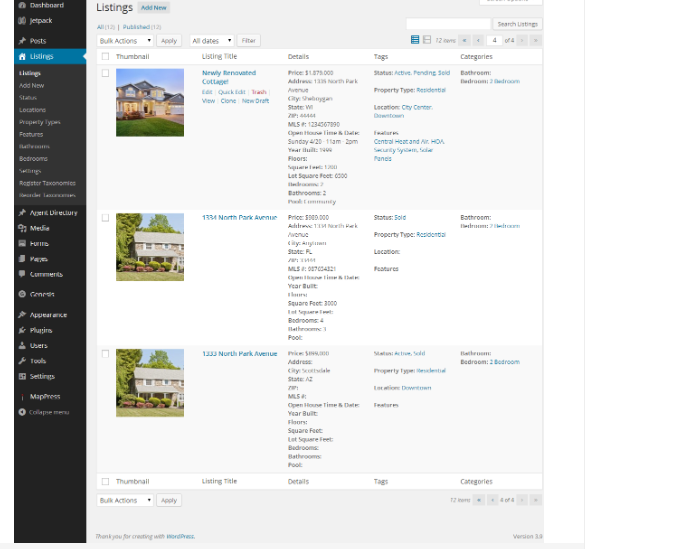 View of Property Listing Type