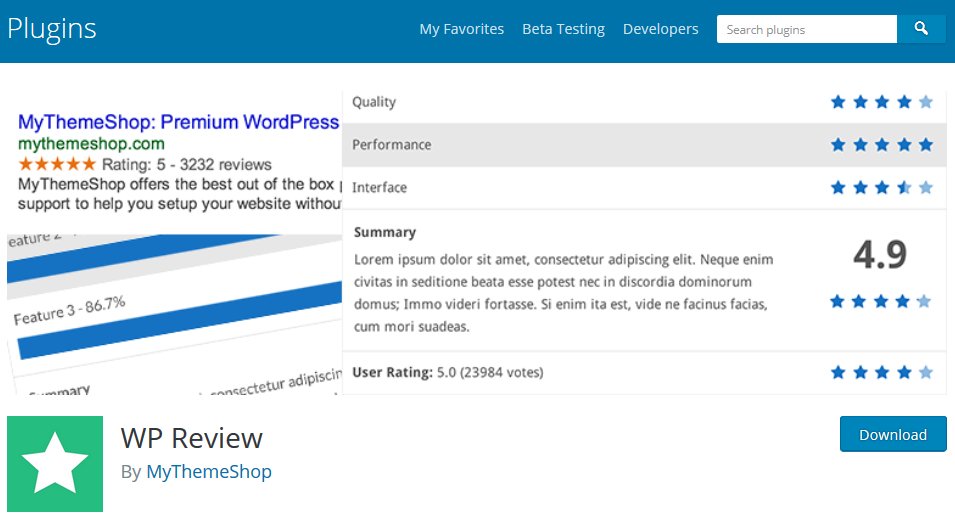 WP Review plugin