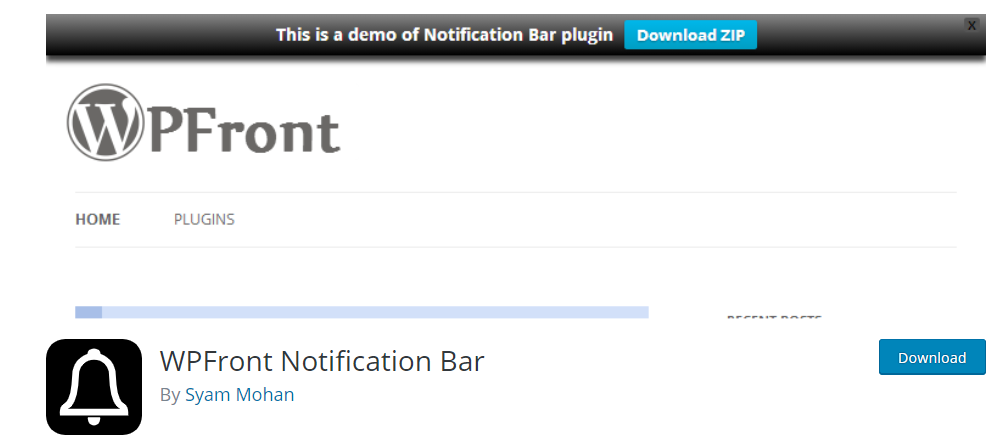 WPFront Notification Bar plugin