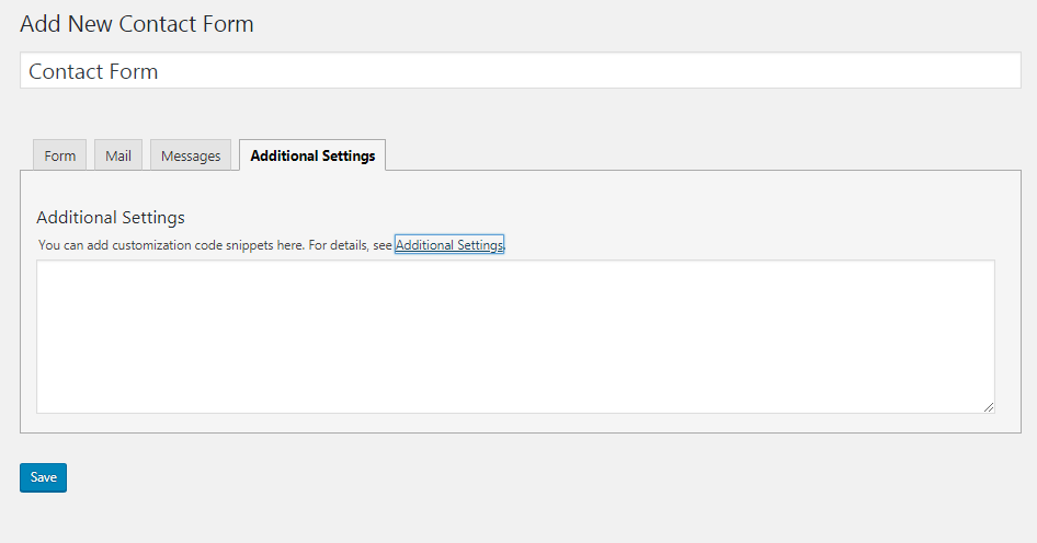Additional settings for the contact form