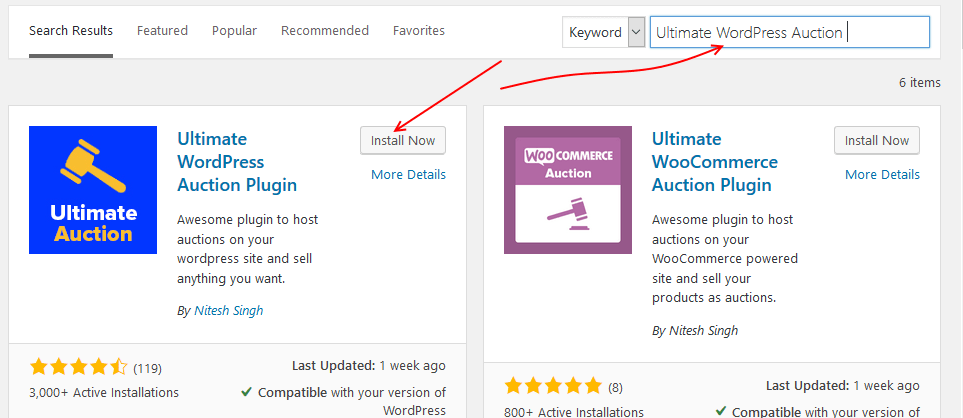 Install Ultimate WordPress Auction plugin