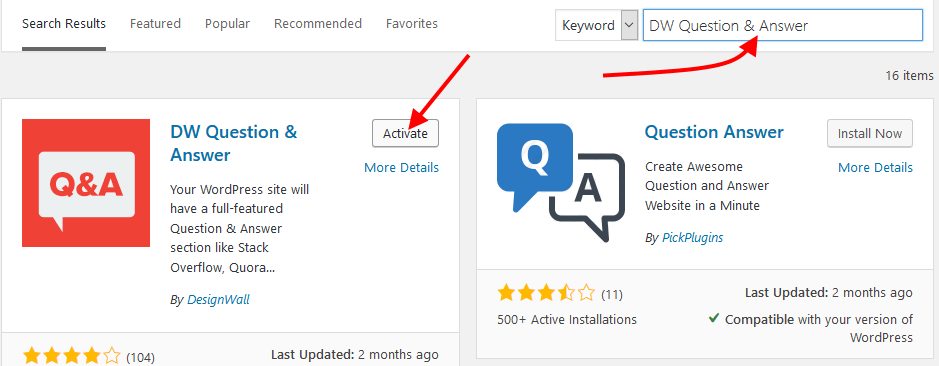 Install DW Question and Answer WordPress Plugin