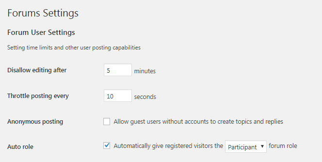 Forum user settings