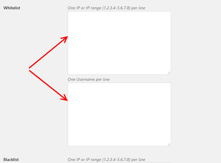 Limit login settings whitelist and blacklist