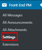 Open Front End PM plugin settings