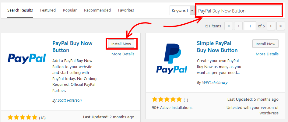 Install PayPal Buy Now Button plugin