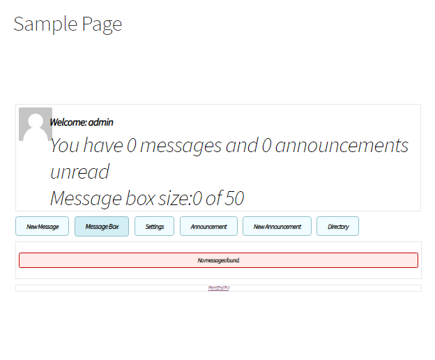 Private message system sample page