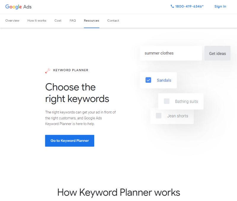 Google Keyword Planner SEO tool