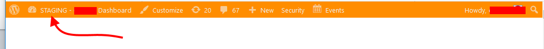 Logged in to staging site