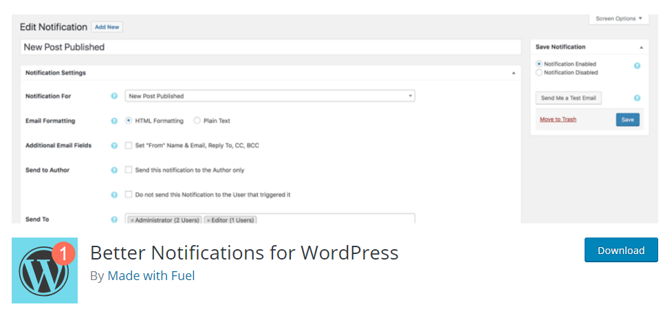 Better Notification For WordPress