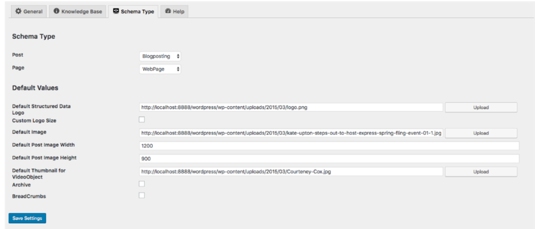 Easy to use Schema Type Setting Page