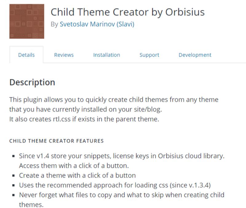 Orbisius wordpress child theme plugin