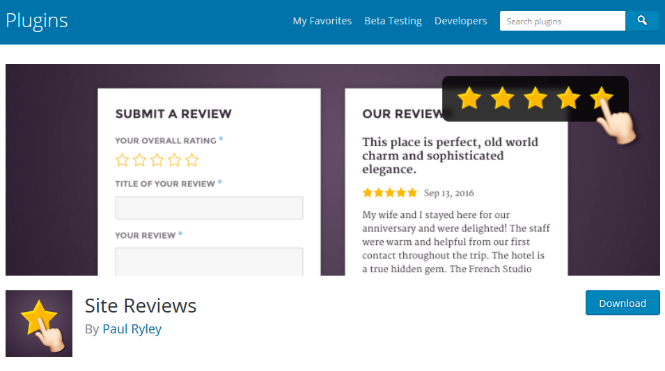 Site Reviews wordpress plugin