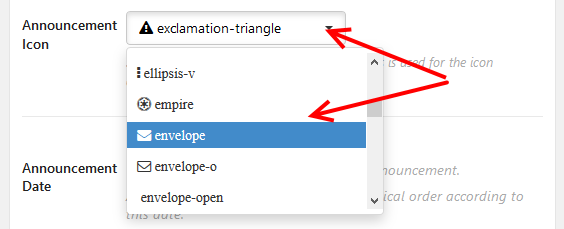 Add announcement icon