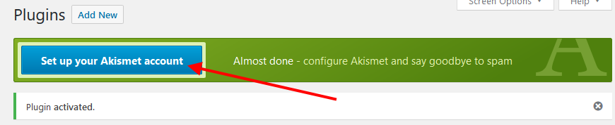 Set up akismet account