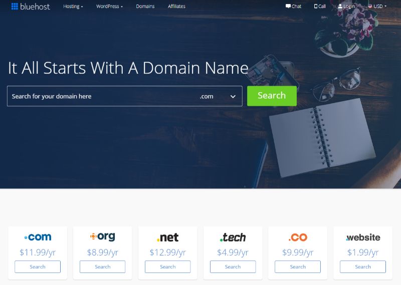 Bluehost domains