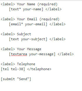 Define a label for field in contact form