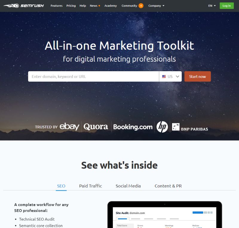 SEMrush SEO tool