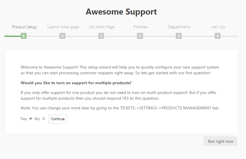 Start setup Awesome Support plugin