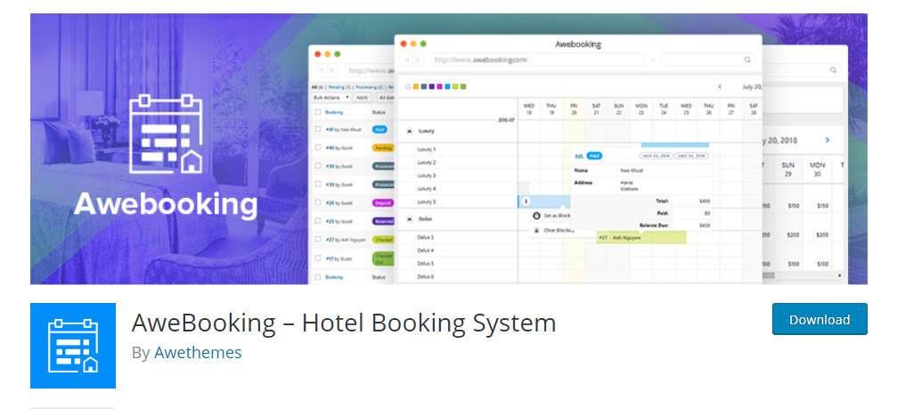 Awe Booking hotel booking WP plugin