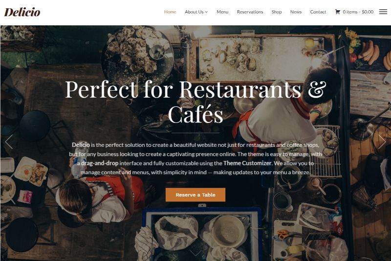 Delicio WordPress Restaurant Theme