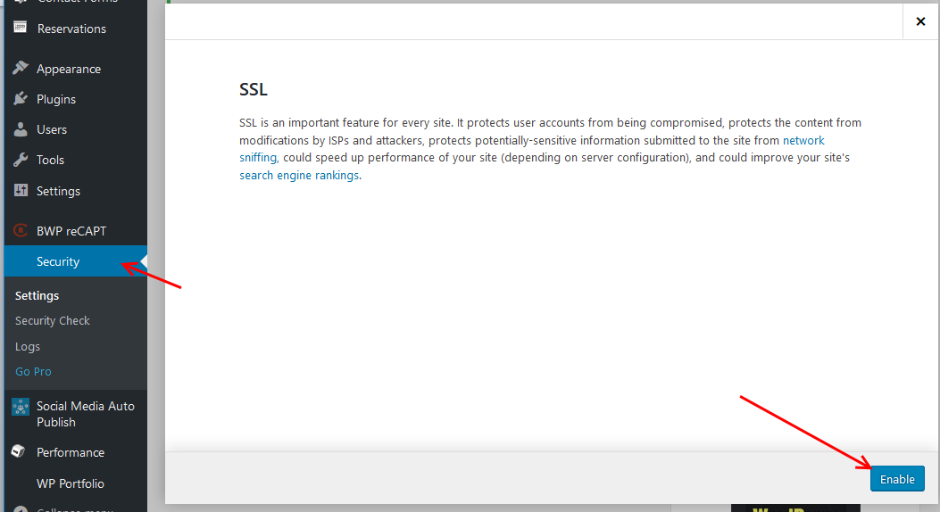 enabling SSL with iThemes security