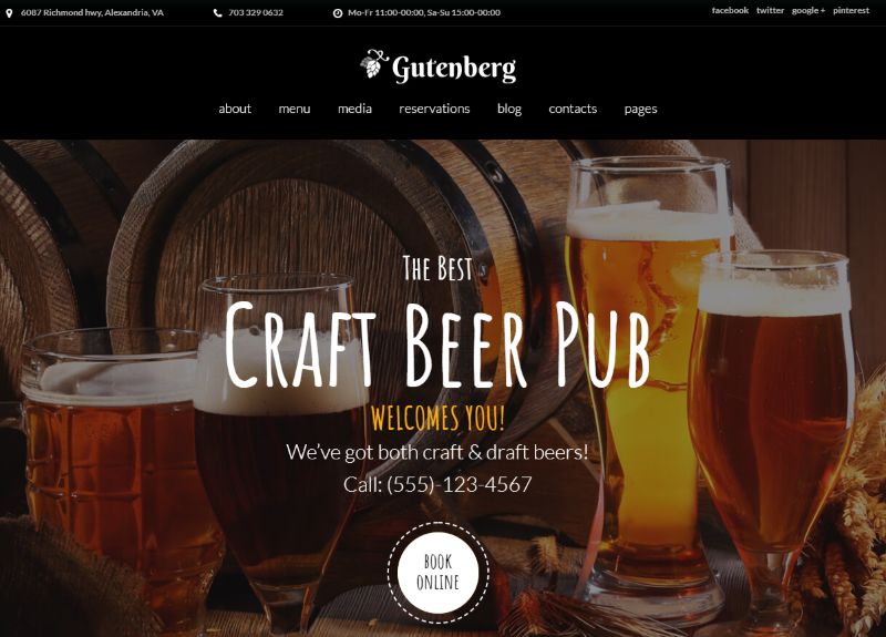 Gutenberg WordPress Restaurant Theme