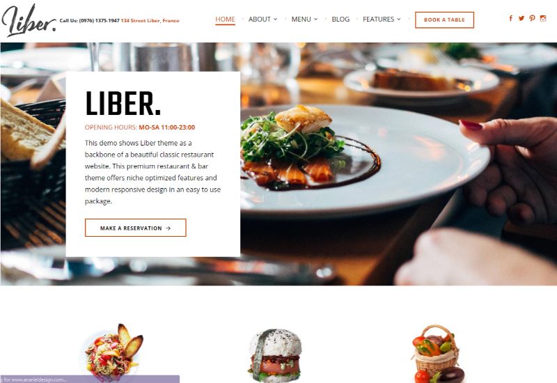 Liber WordPress Restaurant Theme