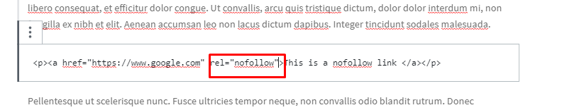 Link with nofollow tag