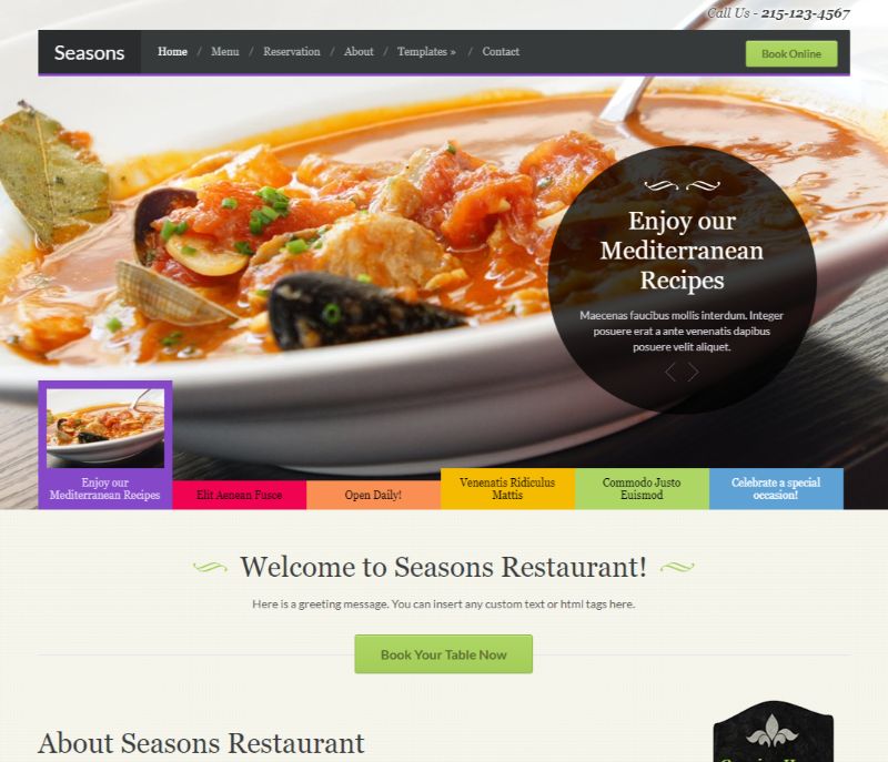 Seasons WordPress Restaurant Theme