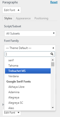 Selecting a font