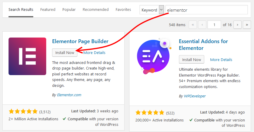 Install Elementor WP Plugin