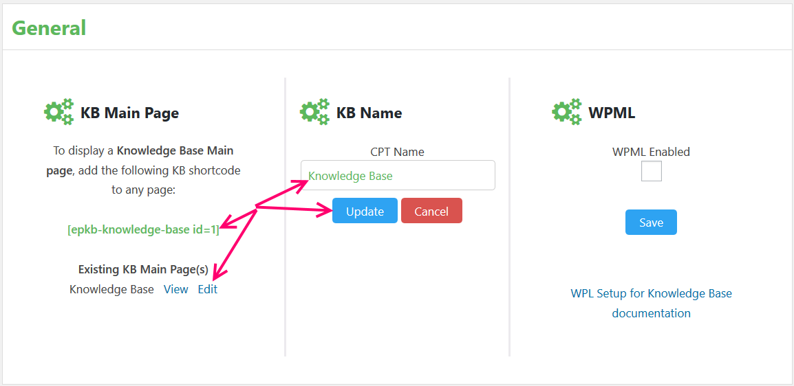 Configure Echo Knowledge Base WP plugin