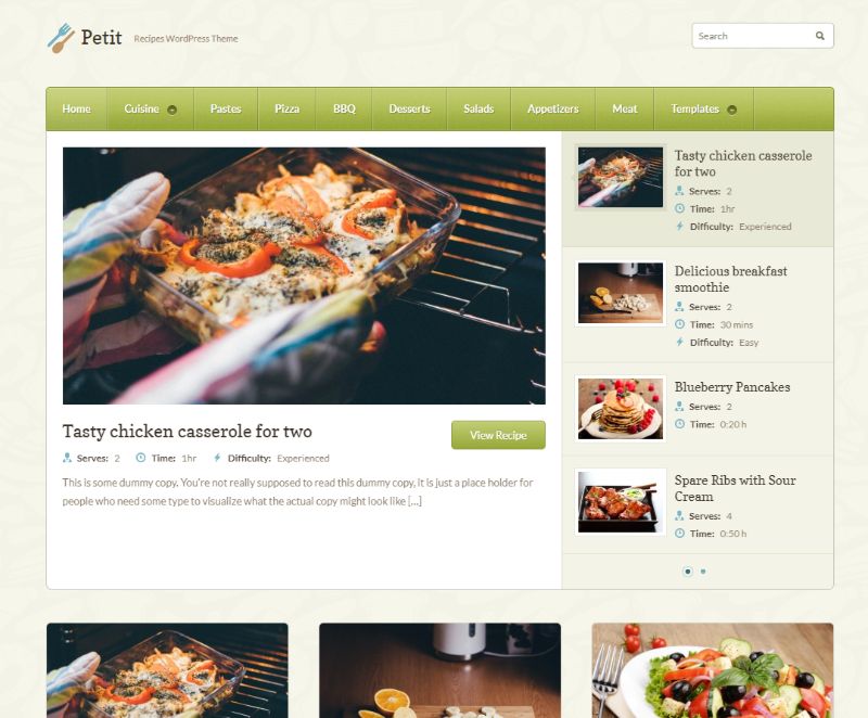 Petit wordpress food theme