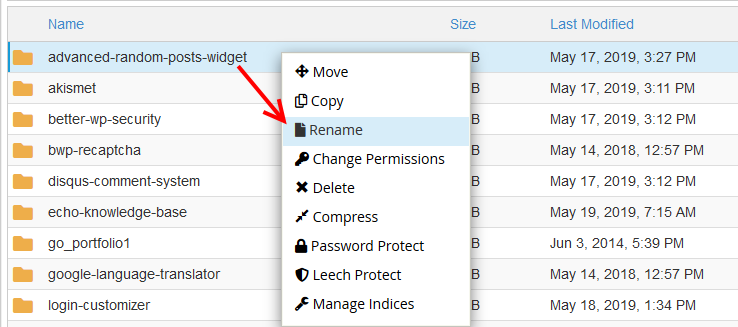 Rename each plugin with cpanel