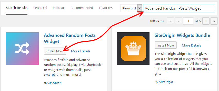 Install Advanced Random Posts Widget WP plugin