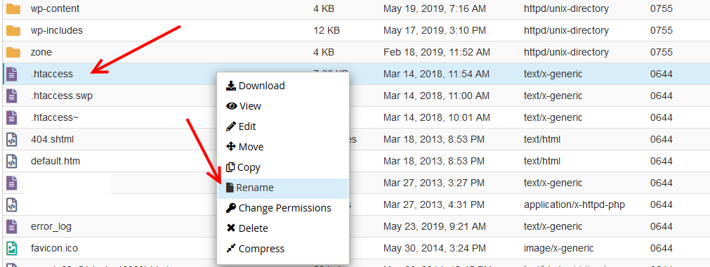 Rename Htaccess file