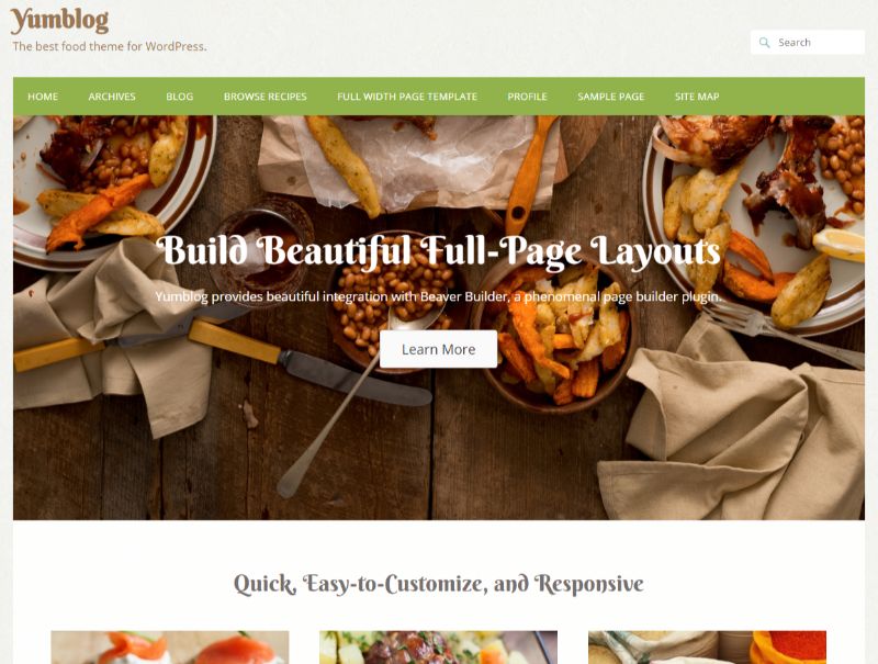 Yumblog WordPress food theme