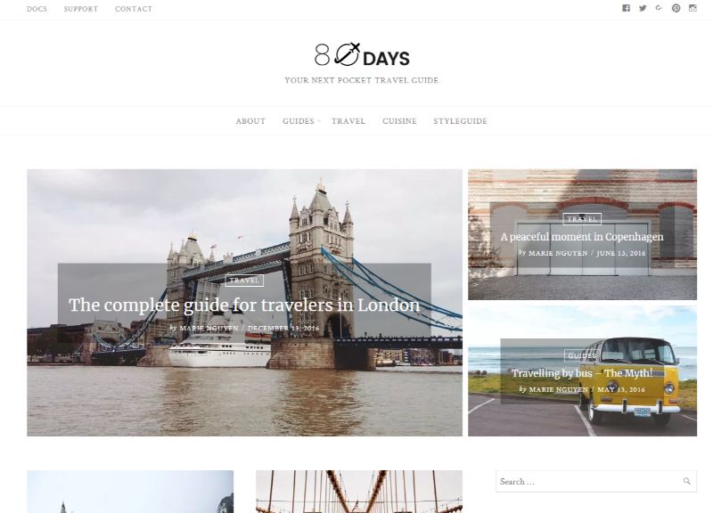 80 days WordPress travel theme