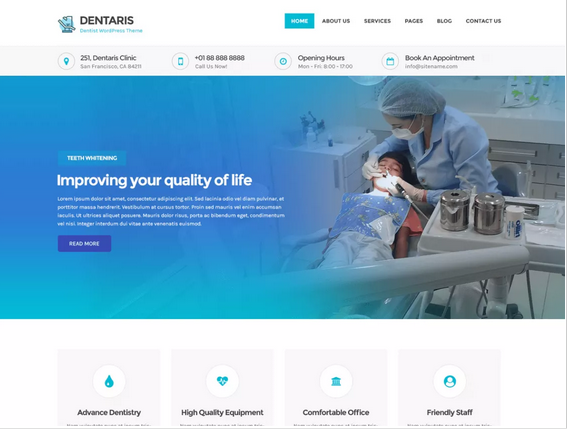 Dentaris WordPress medical theme