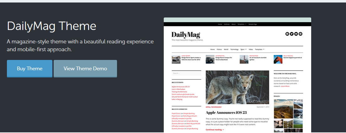 Dailymag WordPress magazine theme