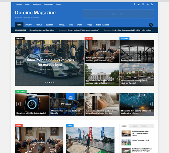 Domino magazine WordPress theme