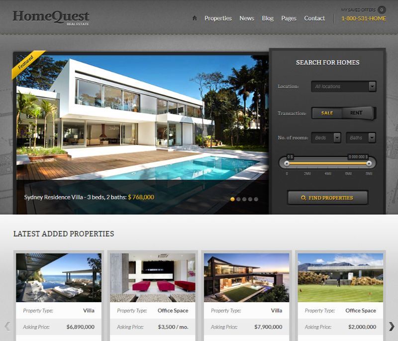 Home Quest Real Estate WordPress Theme