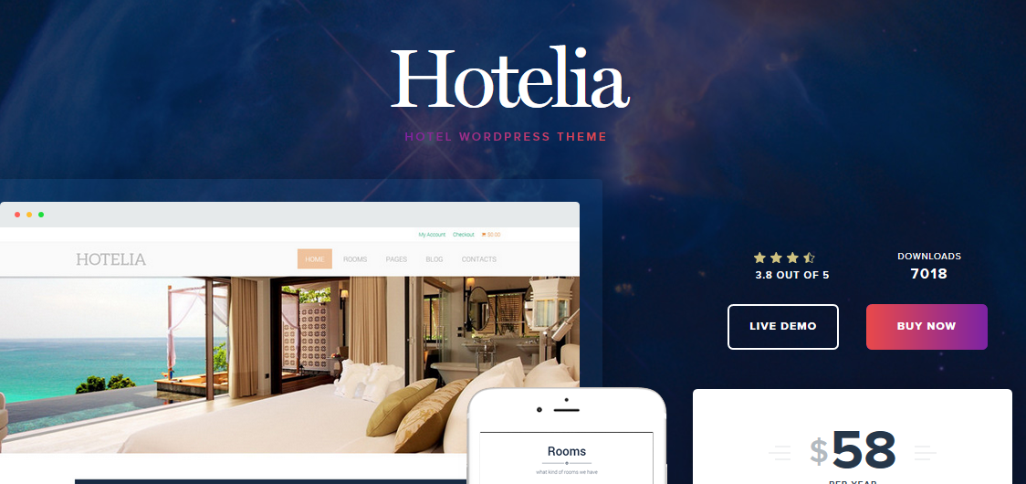 Hotelia hotel WordPress theme