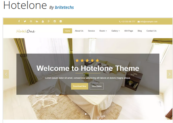 Hotelone hotel WordPress theme