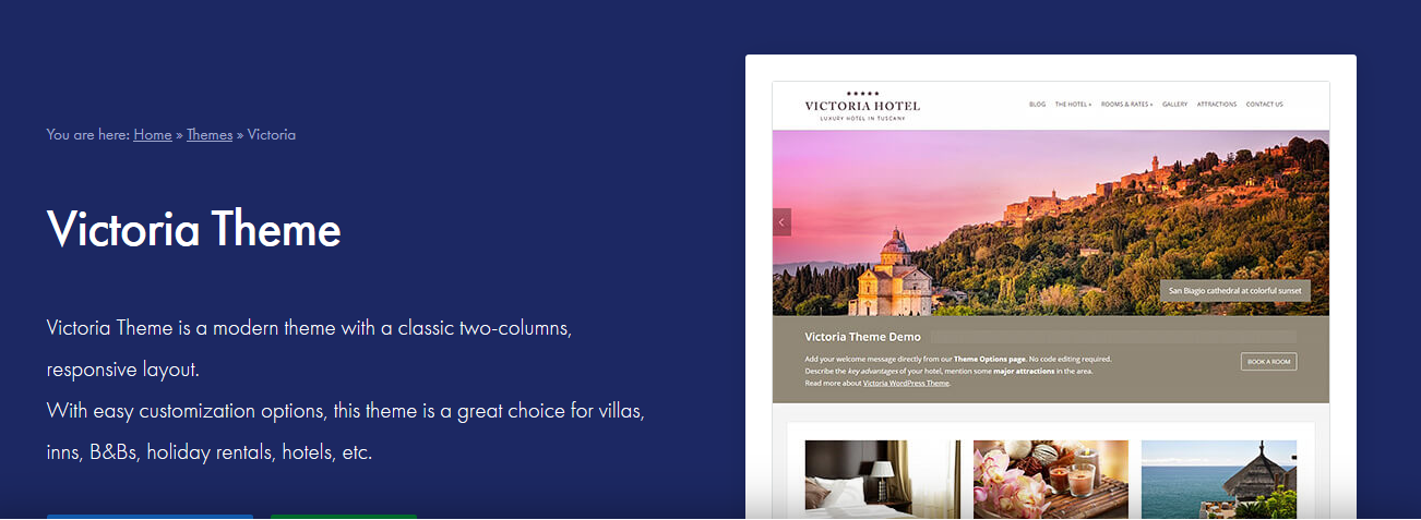 Victoria hotel WordPress theme