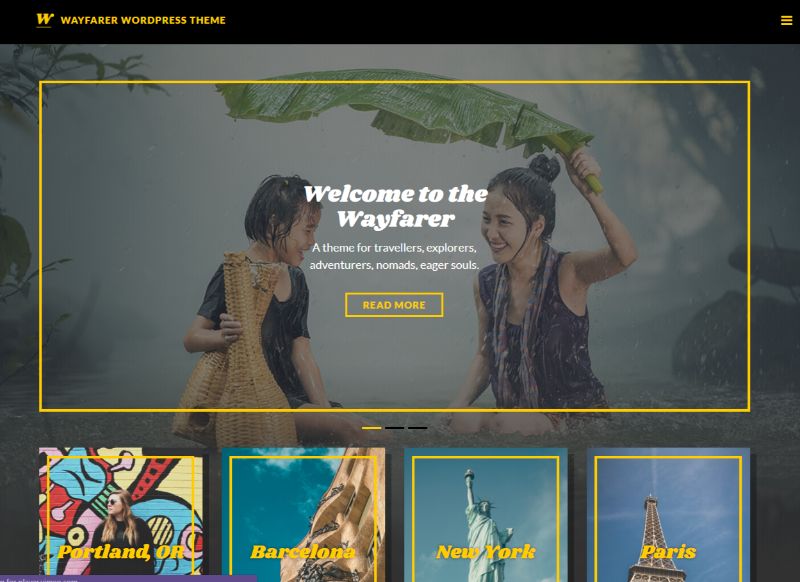 Wayfarer WordPress travel theme