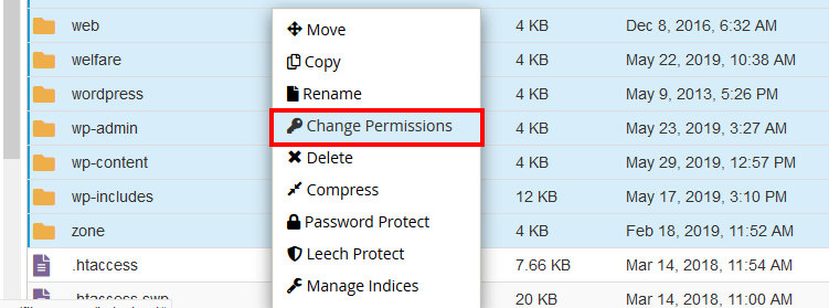 Change permissions
