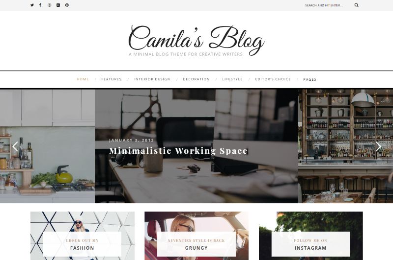 Camila WordPress Minimalist Theme