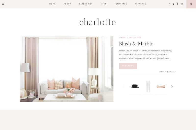 Charlotte Feminine WordPress Theme